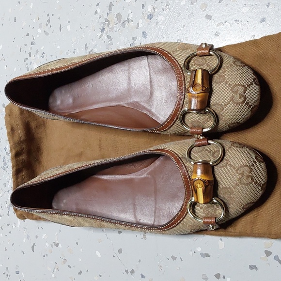 Gucci women's slip on monogram with bamboo size 6 - Picture 4 of 11